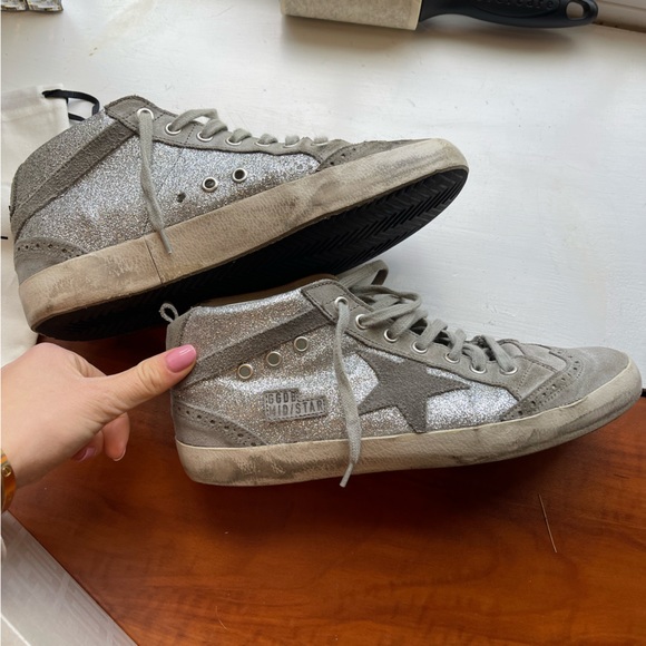 Silver sparkly Golden Goose Midstar sneakers - Picture 4 of 9